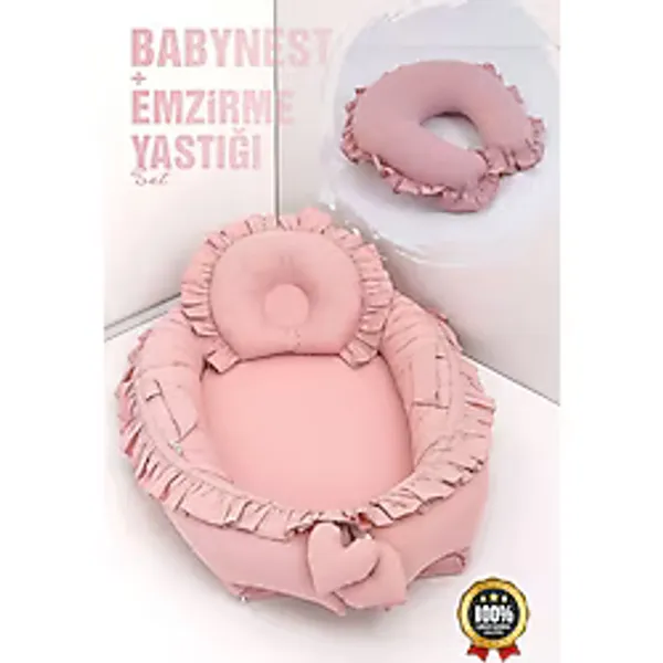 Umay Bebek Babynest, Bebek Uyku Yatağı 0-2 Yaş Emzirme Yastığı 60X60 Cm - %100 Pamuk Kumaş