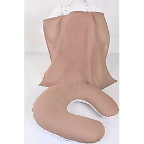 Umay Bebek Emzirme Yastığı, Emzirme Önlüğü Set - %100 Pamuk - Kahve Yıldız