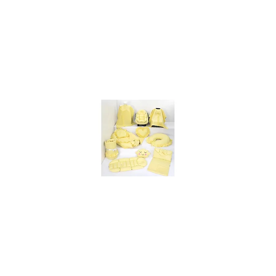 Umaybebek Babynest Puset Örtüsü Alt Açma Emzirme Yastığı Bel Destekli Ana Kucağı Bebek Arabası Minderi-Panço-Sarı Fırfırlı P