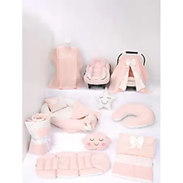 Umaybebek Babynest Puset Örtüsü Alt Açma Emzirme Yastığı Bel Destekli Ana Kucağı Bebek Arabası Minderi-Tutmalı-Bebepembe T