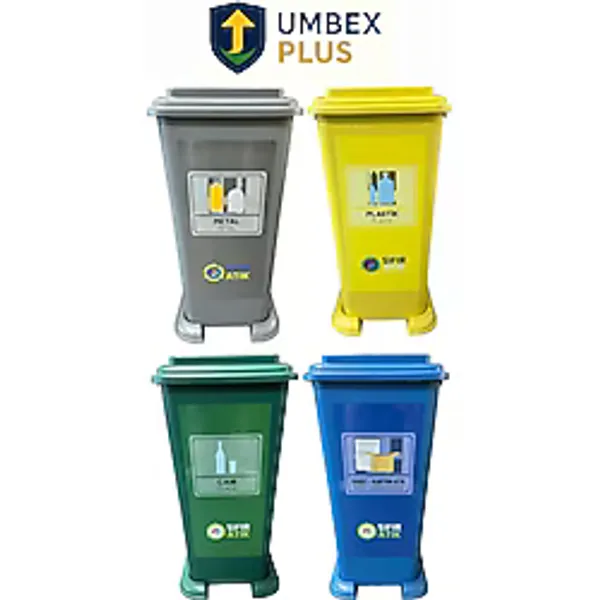 Umbex Plus 70 Litre Plastik Geri Dönüşüm Kutusu Geri Dönüşüm Kovası / Sıfır Atık Kutusu A Kalite Siyah 4 Adet