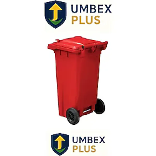 Umbex Tıbbı Atık Plastik Çöp Konteyneri 120 Litre Konteyner - A Isıya Karşı Dayanıklı- - Kırmızı