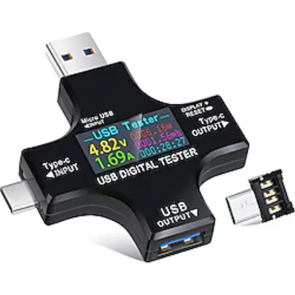 UmoTech Çok Fonksiyonlu Type-C & USB Güç Ölçer Voltmetre Ampermetre Test Cihazı