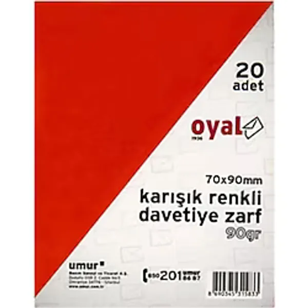UMUR 70x90 OYAL KARIŞIK RENKLİ DAVETİYE ZARFI
