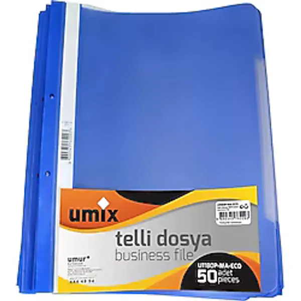 Umur Umix Telli Plastik Dosya Mavi 50 Li 1 Paket