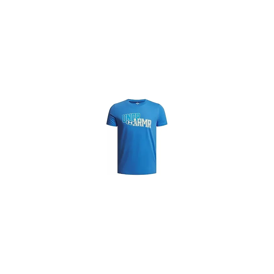 Under Armour Overlay 6005069-402 Mavi Kısa Kollu Bisiklet Yaka Çocuk Tişört