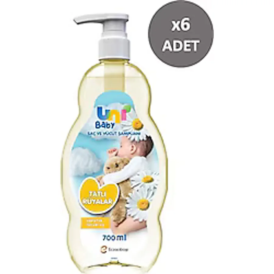 Uni Baby Tatlı Rüyalar Saç ve Vücut Şampuanı 700 ml 6 Adet