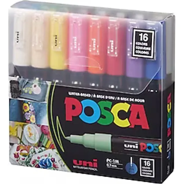 Uni-Ball Posca PC-1m 0.7 mm 16'lı Marker Kalem Seti
