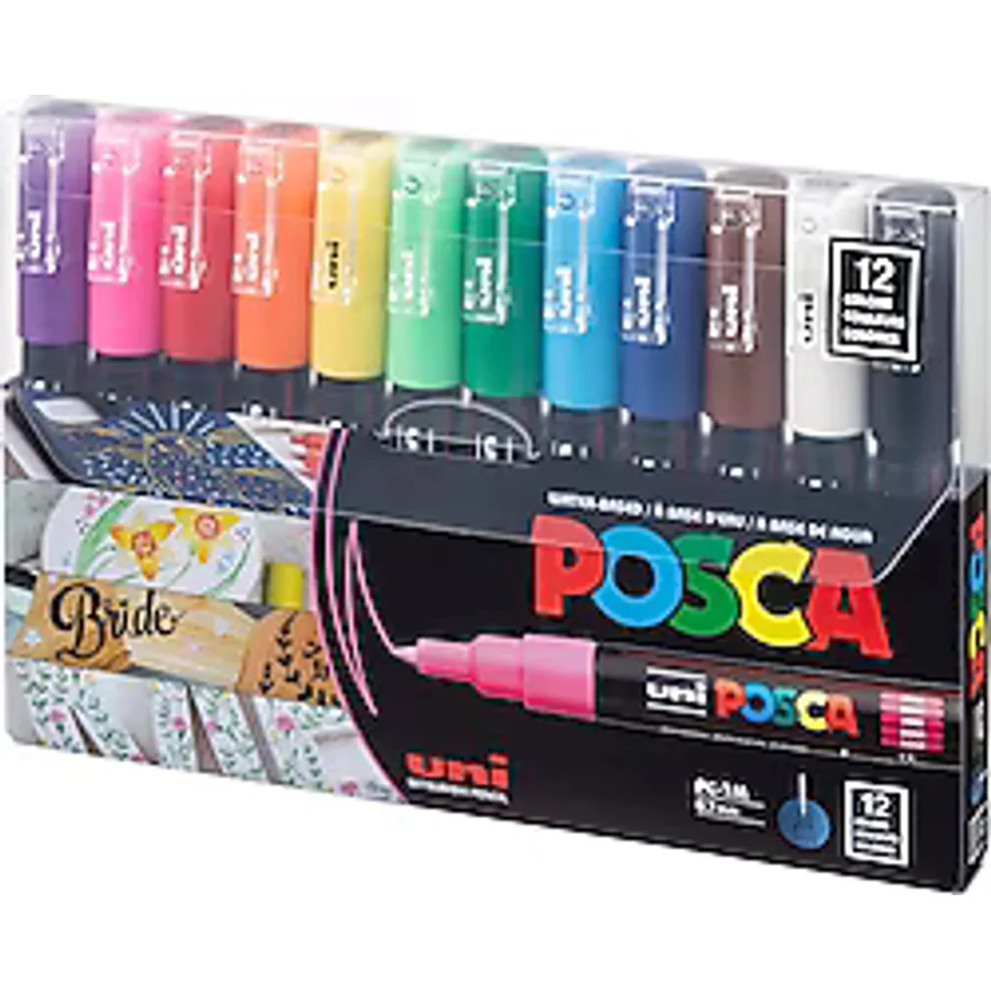 Uni-Ball Posca PC-1M 0.7 mm Ana Renk 12'li Marker Seti