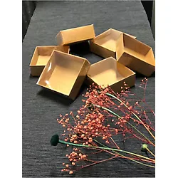 Uniden 8X8X3 Cm Kraft Asetat Kapaklı Kutu (100 Adet) Düğün Nişan Kına Hediyelik Kutu