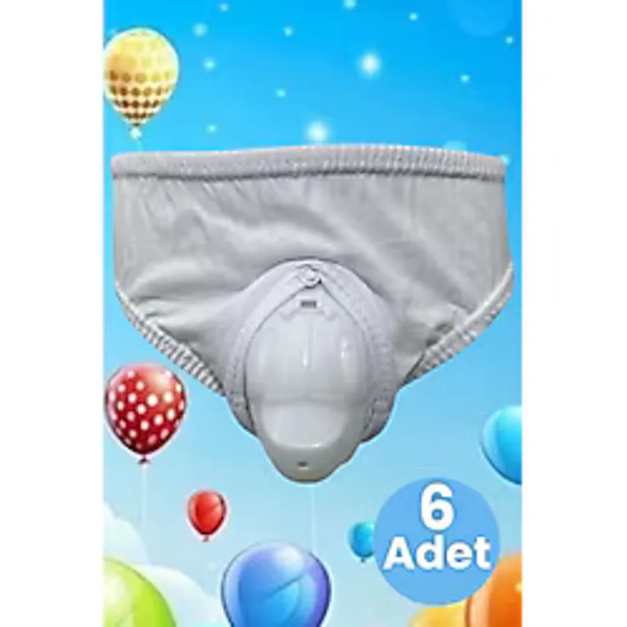 Uniquetrenders 6'Lı Arabalı Kasık Koruyucu Sünnet Külodu Beyaz 9-12 Yaş