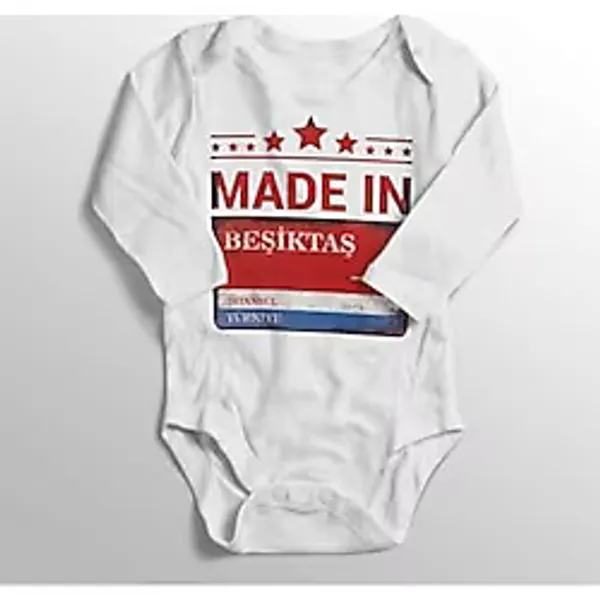 Unisex Bebek Beyaz Istanbul Beşiktaş Sokak Tabelası Baskılı Zıbın, Yeni Doğan