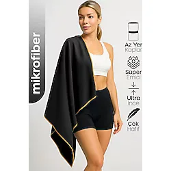 Unisex Mikrofiber Plaj Havlusu 80X130 Cm Yumuşak Dokulu Deniz Banyo Sporcu Havlusu Large Boy Siyah
