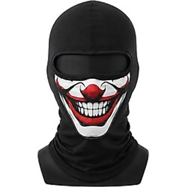 Unisex Palyaço Baskılı Balaklava Maske 1 Adet Tek Beden Viskoz Kask İçi Outdoor Motosiklet Maskesi - Siyah, Standart