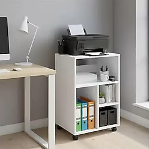 Unisoft Tekerlekli Yazıcı Sehpası Yazıcı Masası Yazıcı Dolabı Ofis Dolabı Evrak Dosya Düzenleyici Pikap Plak Sehpası Çok Amaçlı Dolap Cuup Çam Beyaz