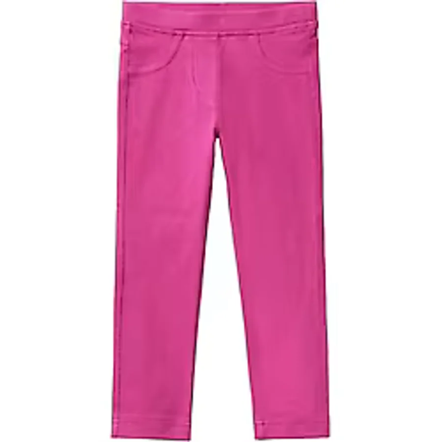 United Colors of Benetton Arka Cebi Logo İşlemeli Beli Lastikli Dar Kesim Pantolon Kız Çocuk Pantolon, Fuşya, XXS