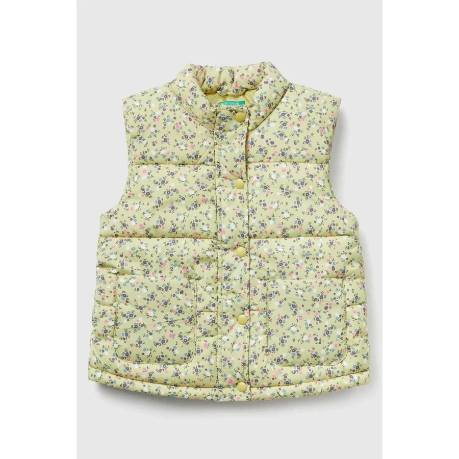United Colors Of Benetton Kız Bebek 2V3ygj00o-25K Desenli Yelek Sarı