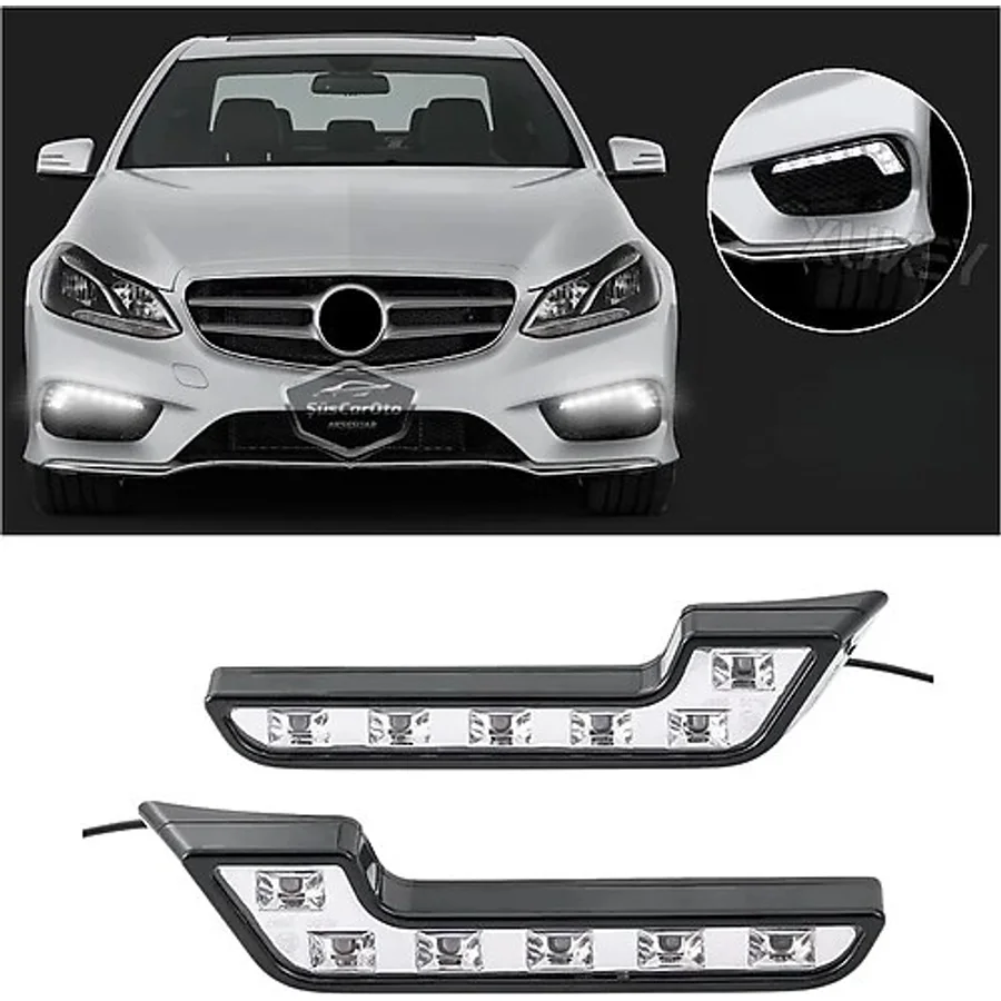 Üniversal 6 Led Mercedes Tip Gündüz Ledi Araba Gündüz Farı Araç Oto Drl Led Lamba Güçlü Işık 12v Su Geçirmez Beyaz 2 Adet 00 Şüscaroto Aksesuar