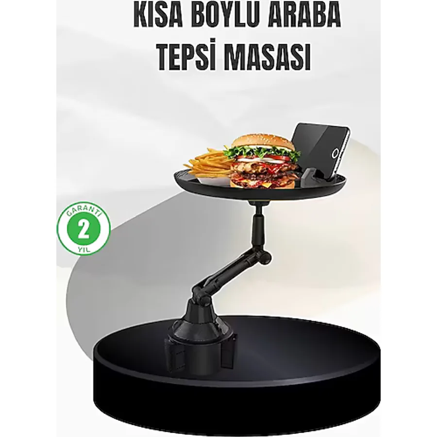 Universal Araç İçi Bardaklık Tepsisi 9 İnç Yemek Alanı Ve Telefon Standlı