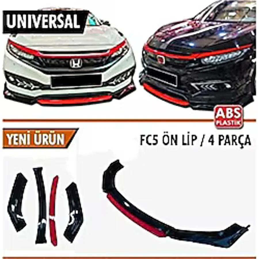 Universal Flaplı 4 Parça Lip Piano Black Kırmızı Dilli