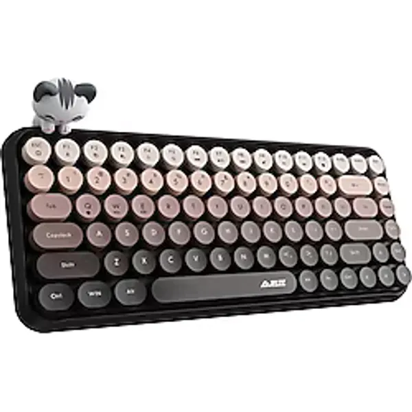 Universal Kablosuz Bluetooth Retro Sessiz Klavye - Yuvarlak Tuşlu, Kedi Süs Aksesuarı, 84 Tuşlu, Taşınabilir, Akıllı Uyku Modu, Ergonomik Tasarım, Tablet Telefon Uyumlu, Ajazz AJ308I Kahverengi - 0-Bo