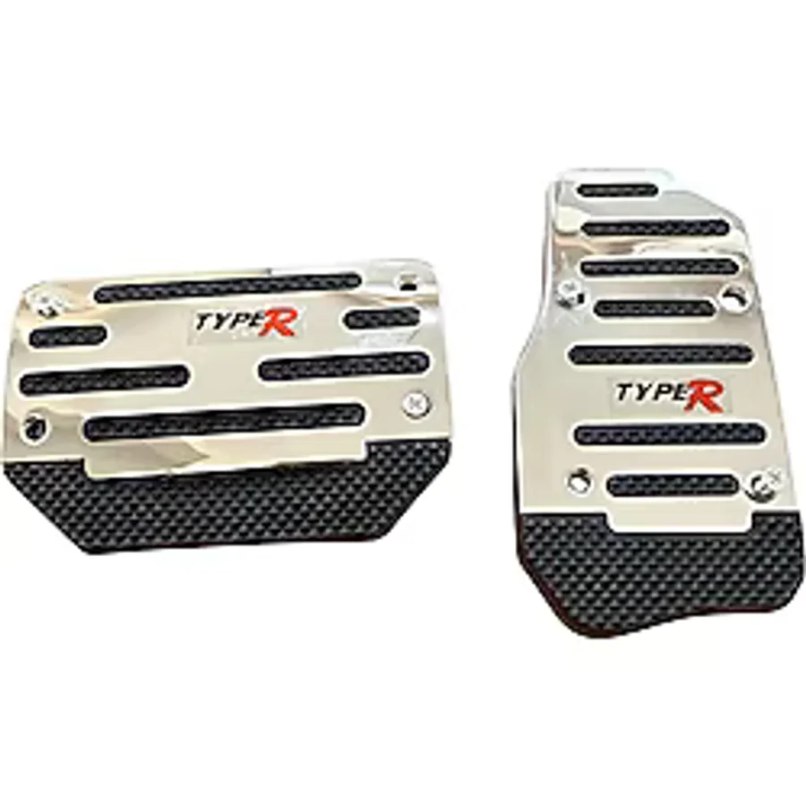 Universal Otomatik Metal Pedal Seti 2 Parça Krom Siyah
