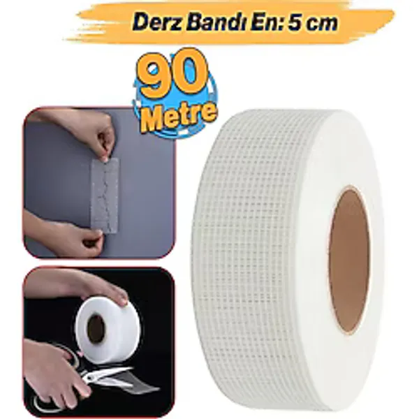 Universal Yapışkanlı Derz Bandı 90 Metre Iç Dış Cephe Sıva Filesi 5 cm Tamir Sıvası Yalıtım Montalama Bant - 0 - Siyah