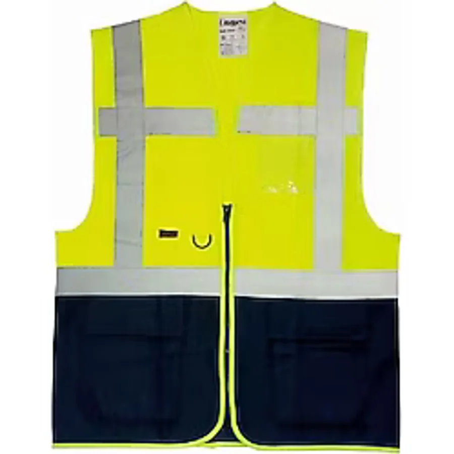 Uniwest UW-211 Reflektörlü Cepli Mühendis Ikaz Yeleği Sarı-Lacivert
