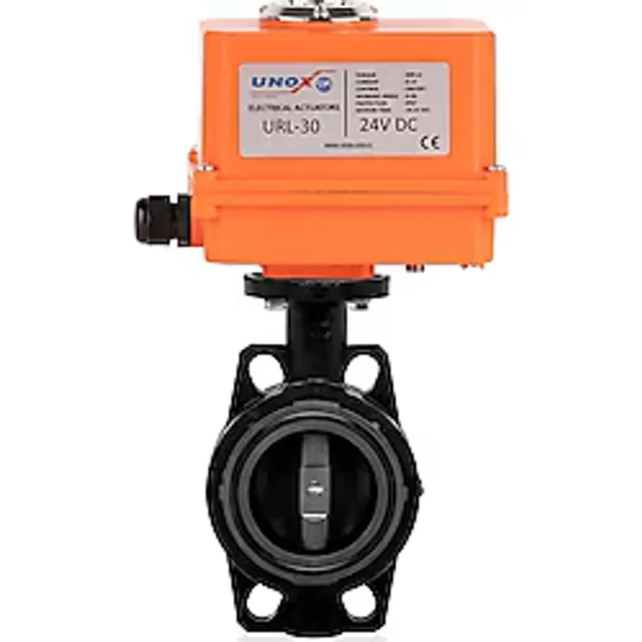 Unox Ø75 220V Ac Elektrik Aktüatörlü U-Pvc Kelebek Vana Su İçin