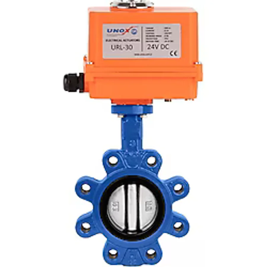 Unox DN50-2" Lug Tip 24 V DC Elektrikli Aktüatörlü Kelebek Vana Paslanmaz AISI304 Klape - DN50 - 2"