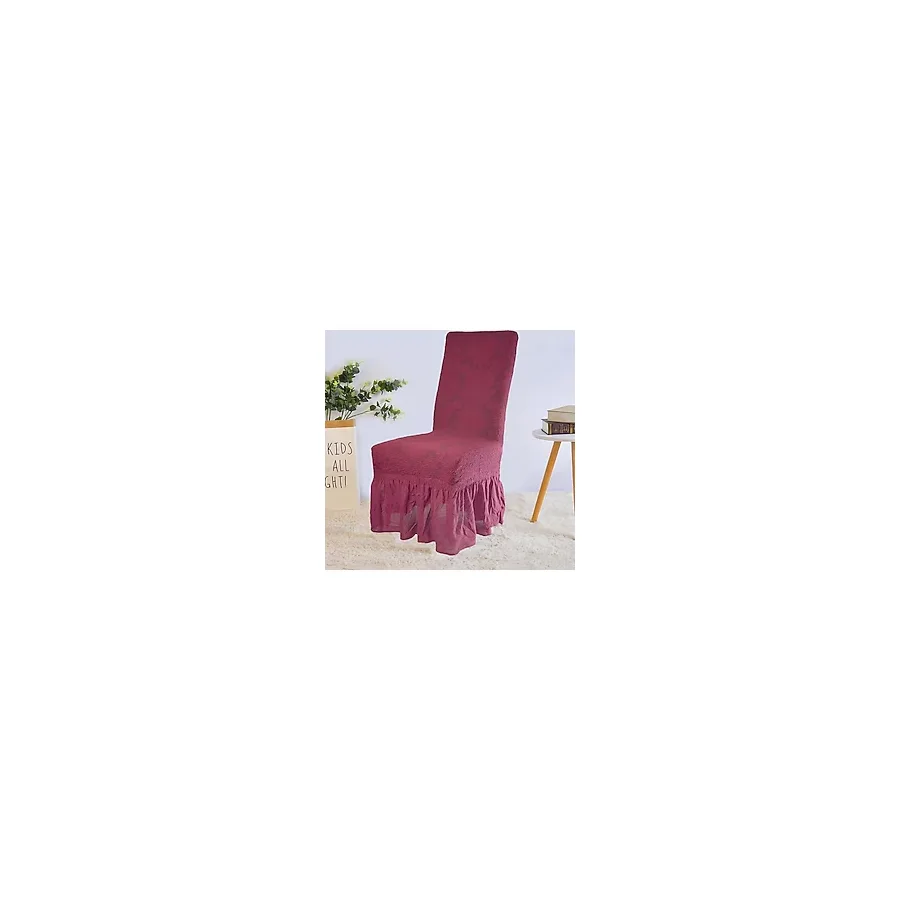 Upmall Jakarli Şal Desen Etekli Sandalye Örtüsü, Yüksek Kaliteli, Yıkanabilir, Esnekli, Lastikli 6 Adet - 35 x 50 cm - Bordo