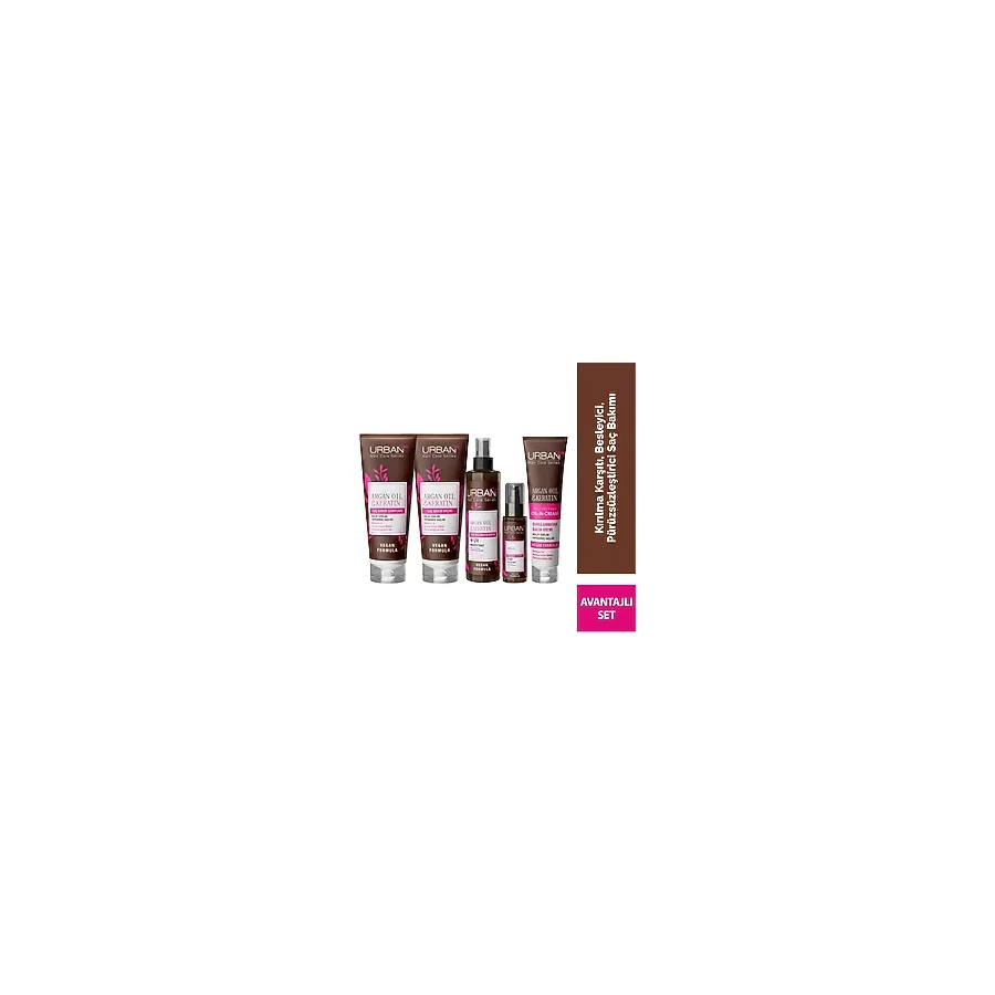 URBAN Care Argan Yağı&Keratin Kolay Kırılan Yıpranmış Saçlara Özel Saç Bakım Seti-Vegan