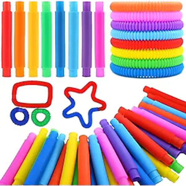 UrChoice 60'lı Paket Pop Tüplü Duyusal Oyuncaklar, İnce Motor Becerileri ve Yeni Yürüyen Çocuklar için Öğrenme, Stres Oyuncakları ve Etkinlik Oyuncakları