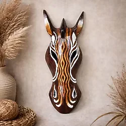 Uretti - Okay 5711 5604 At Kafası Mask Ahşap Duvar Dekoru - Kahverengi / 30 cm
