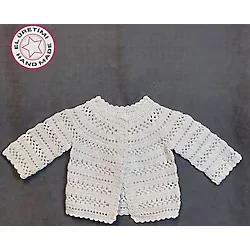 Uretti - Talia 8659 2842 El Örgüsü Koton İp Kız Çocuk Beyaz Hırka - 9 / 12 Ay Beyaz