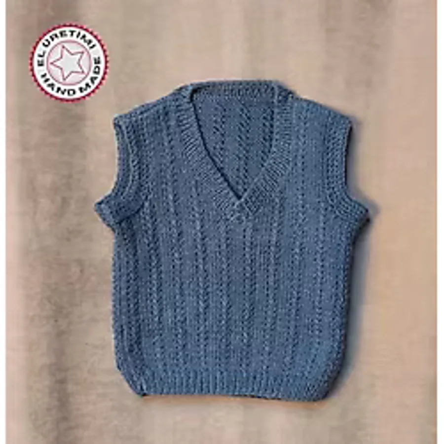 Uretti - Talia 8659 - 8748 El Örgüsü Mavi Erkek Çocuk Süveter - 2 Yaş Mavi