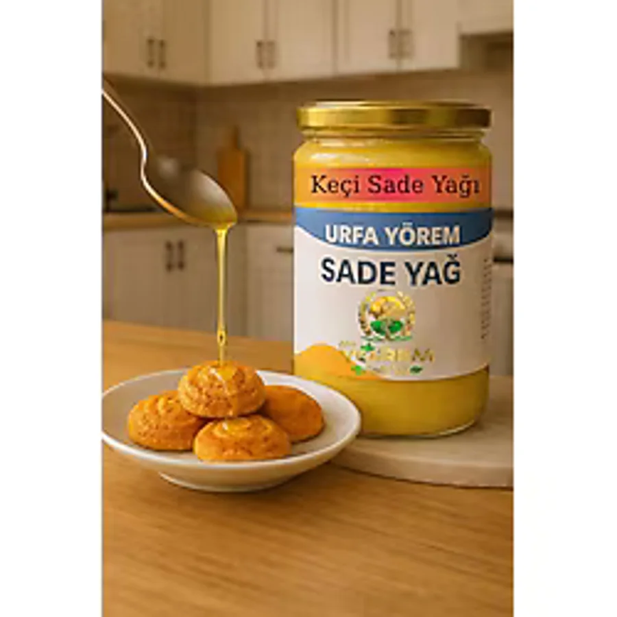 URFA YÖREM KEÇİ SADE YAĞ (GHEE) SARI YAĞTEREYAĞI LAKTOZSUZ KAZEİNSİZ DOĞAL YAĞ SADEYAG SARI YAG TEREYAGI 1 KĞ - 1,1 kg