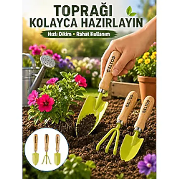 Urfakent Bahçe El Aletleri Seti Toprak Düzenleme ve Dikim Aparatı