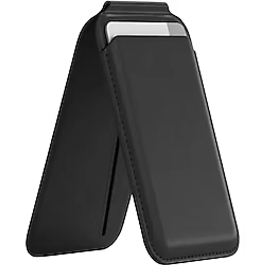 URUCHI Mag-Safe Standlı Manyetik Cüzdan iPhone 17/16/15/14/13/12 Serileri ile Uyumlu, Güçlü Mıknatıslı Kartlık, RFID Korumalı, Premium Deri, 3 Kart Kapasiteli, İnce ve Hafif Tasarım - Siyah