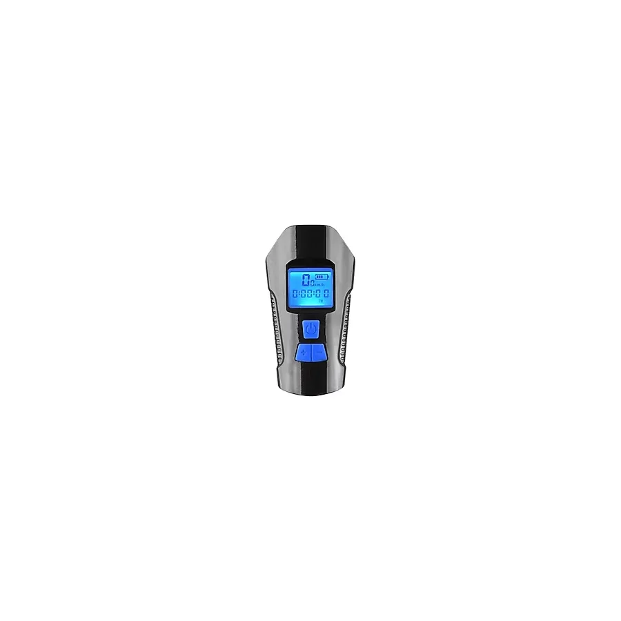 USB Şarjlı Bisiklet Ön Işık ve Korna LCD Hız Göstergesi Su Geçirmez LED Fener Sensörlü - Siyah