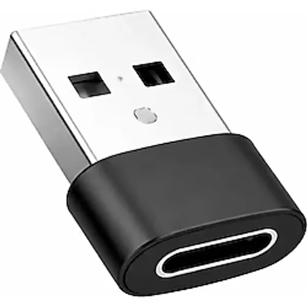 USB To Type-C Dönüştürücü/çevirici, 3A Hızlı Şarj ve Veri Aktarımı, Otg, Mini Boy Siyah, Iphone ve Dizüstü Bilgisayar Uyumlu Carplay, Android Auto Uyumlu