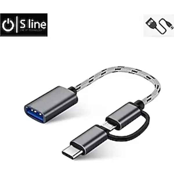 Usb to Type C + Micro usb OTG Kablo
