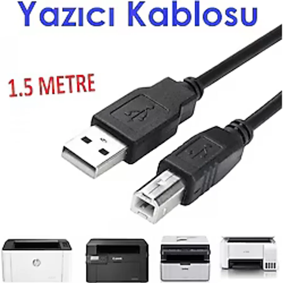 Usb Yazıcı Kablosu 1.5 Metre Siyah