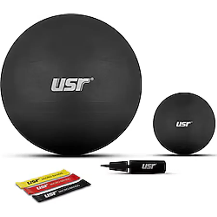 USR 20+55 cm Pilates Topu + Pompası + 3 Micro Bant Antrasit