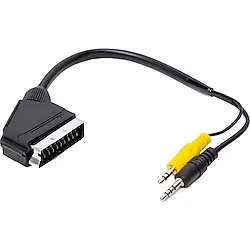 Uydu Alıcısı AV Kablo 3.5Mm Stereo Erkek-Scart Kablo 35Cm Uzun-Kısa Jack Bir Arada