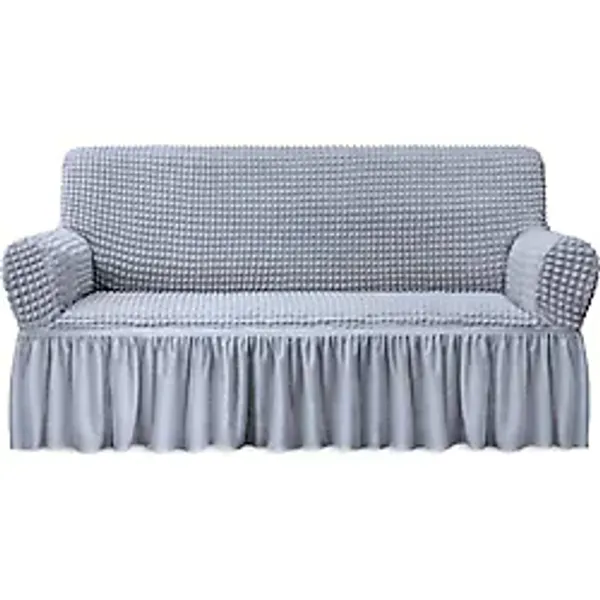 Uygar Home Bürümcük Lastikli Kanepe Örtüsü Likralı Koltuk Örtüsü Tek 3lü Çekyat Örtüsü Gri - Açık Pembe - 100 x 110 cm