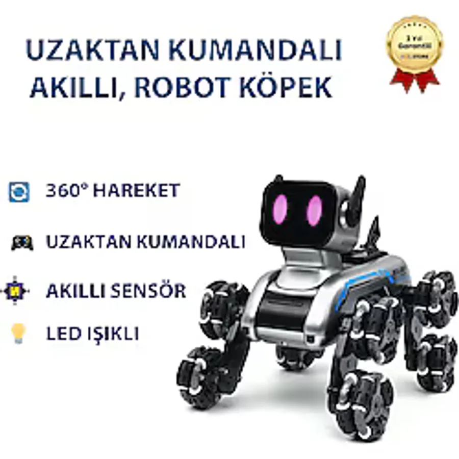 Uzaktan Kumandalı Akıllı, Eğitici Sesli Işıklı Akrobat Robot Köpek