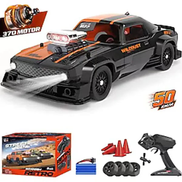 Uzaktan Kumandalı Araba 1:16 4x4 Şarjlı Drift Araba 50 Km/S Hız, ESP Stabilizasyon, Işıklı, 2'si 1 Arada Drift ve Off Road, Yedek Lastik ve Duba Setli RC Oyuncak Araba +14 Yaş