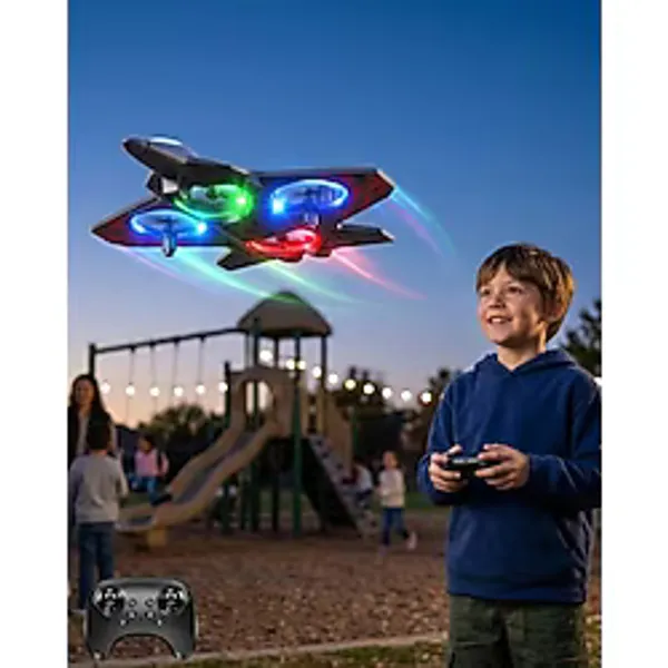 Uzaktan Kumandalı LED Işıklı Drone Uçak 360 Derece Dönüş Özellikli Oyuncak Drone - Çok Renkli