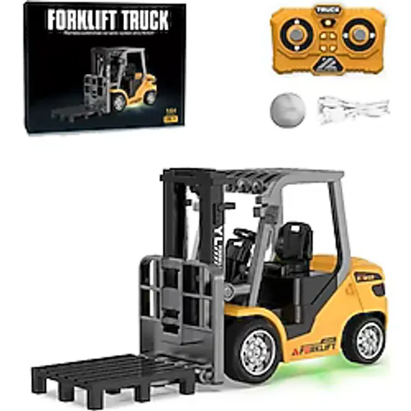 Uzaktan Kumandalı Mini Forklift Oyuncak 1:64 Ölçekli Şarjlı Işıklı 2.4 GHz İş Makinesi